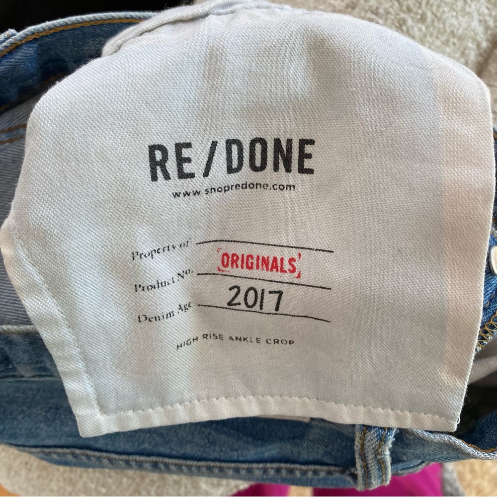 Redone Originals High Rise Ankle Crop Jeans in Comfort Stretch Denim - Picture 7 of 7